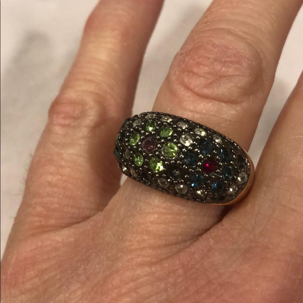 Gold Tone Crystal Dome Ring